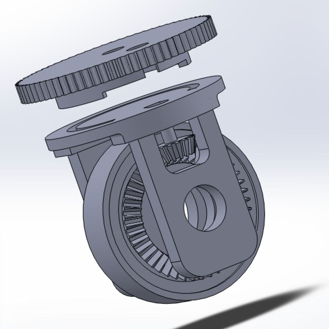 CAD assembly of one swerve module with the steering gear lifted off